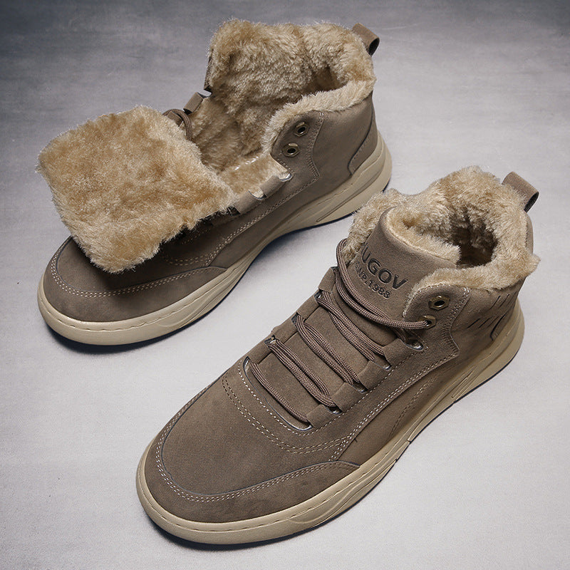 Men's plus velvet high-top cotton shoes