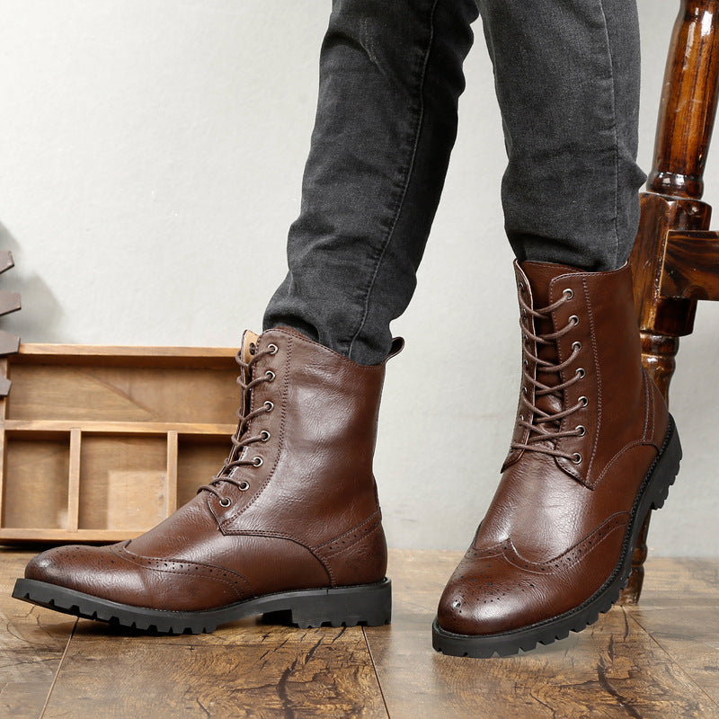 Korean casual tooling boots leather boots