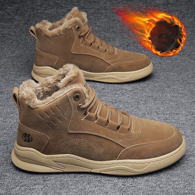 Men's plus velvet high-top cotton shoes