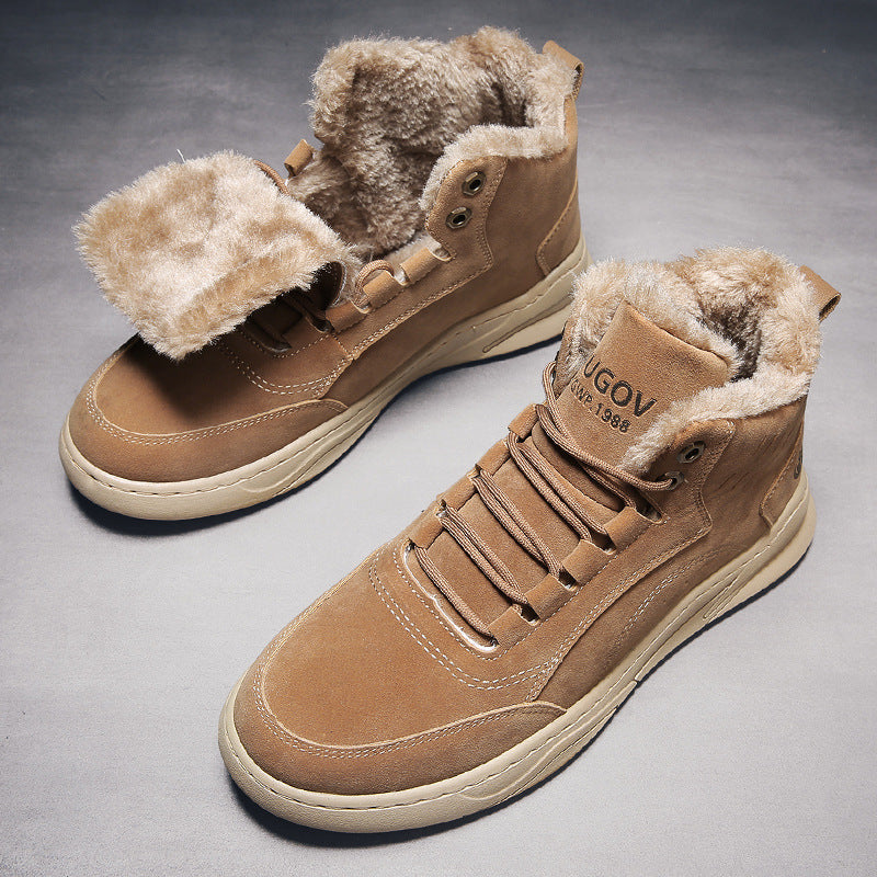 Men's plus velvet high-top cotton shoes