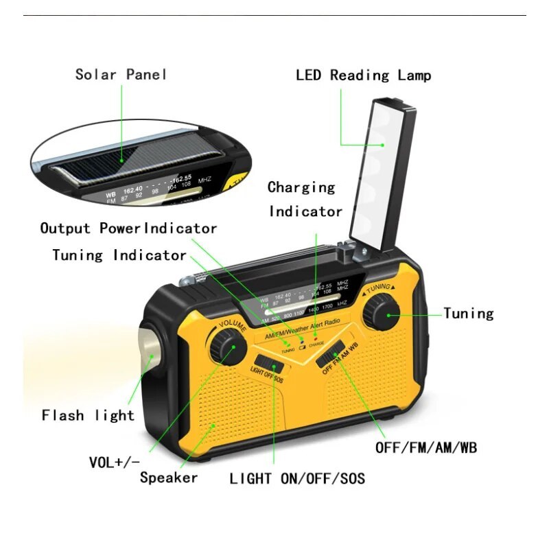 Multifunction Radio Hand Crank Solar